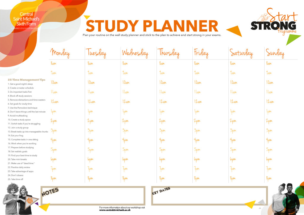 Study Planner Central Saint Michael's sixth Form College